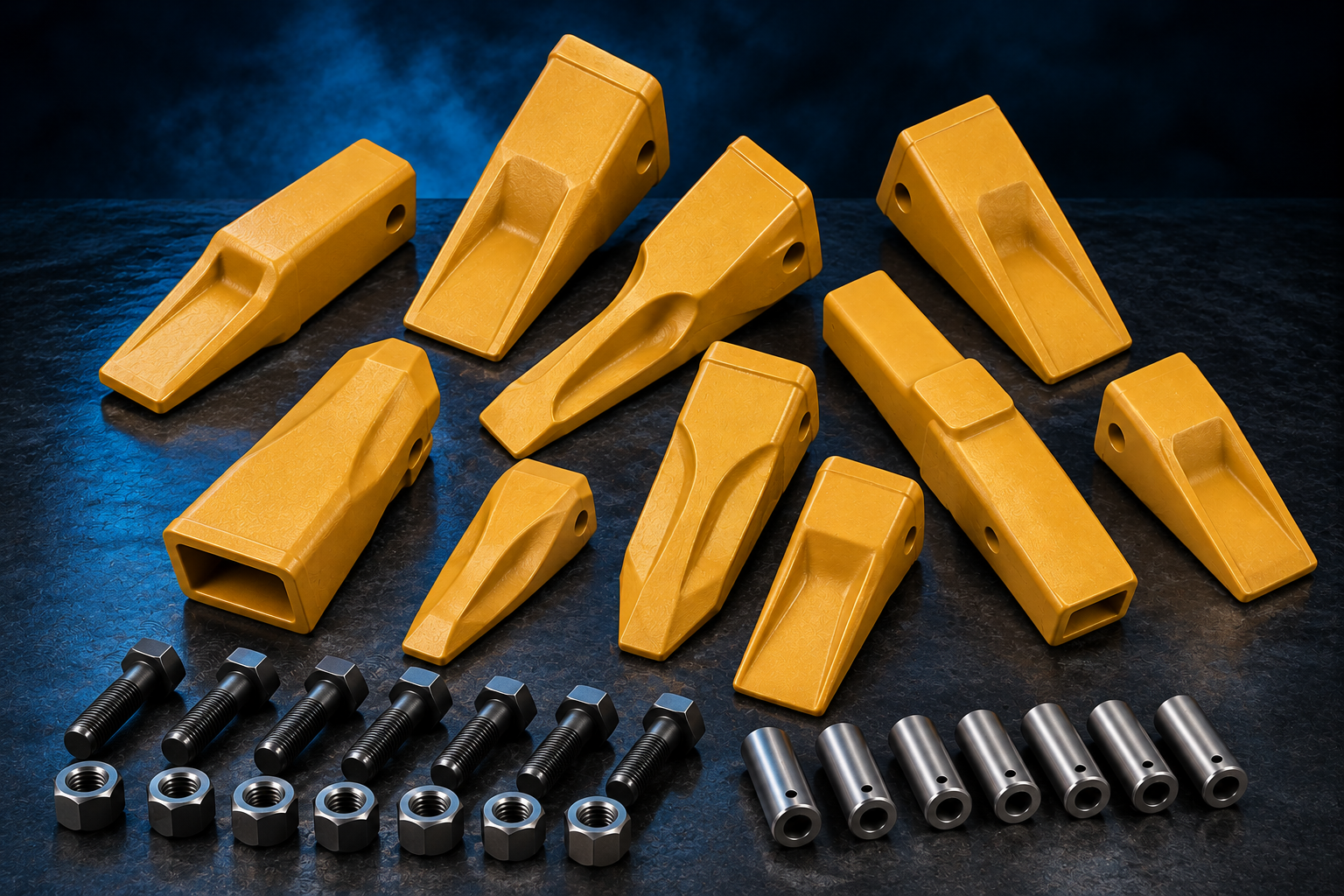 Excavator bucket teeth, adapters and cutting edges