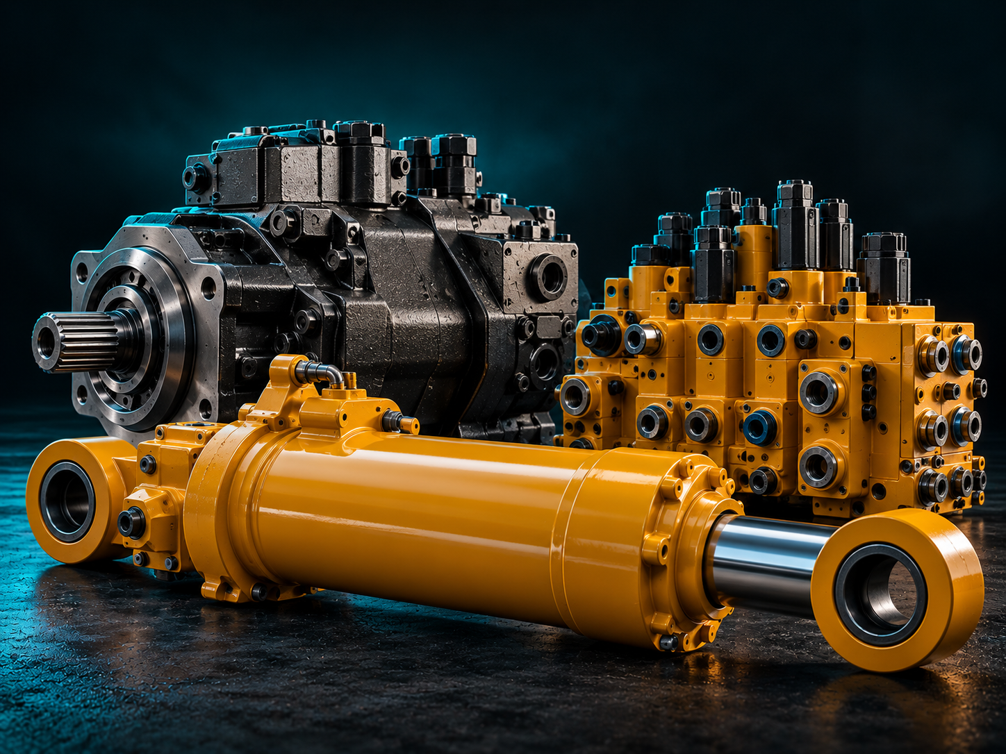 Excavator hydraulic parts: hydraulic pump, cylinder and control valve